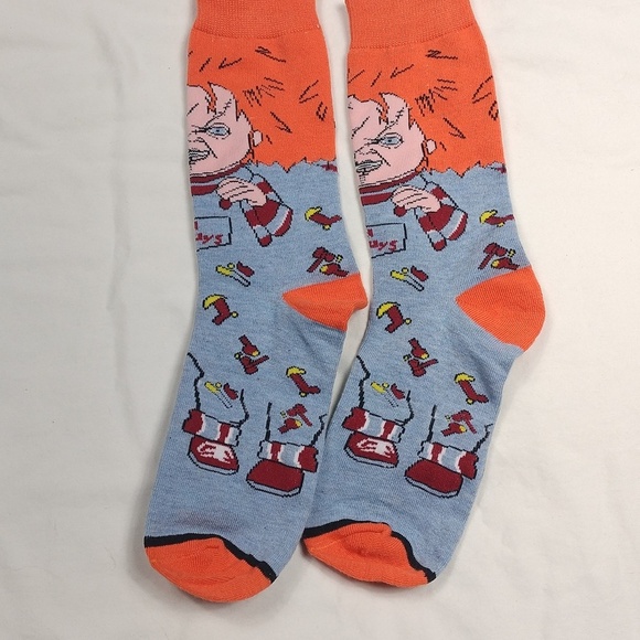 NWOT Horror Characters Themed Adult Socks - Orange and Blue - Picture 5 of 6